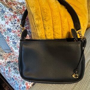Coach Soft Pebble Leather Cary Crossbody Bag Black